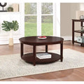 Round Coffee Table with Storage Shelf - Solid Wood & Veneers, MDF Core, 2 Finish Options, Contemporary Style