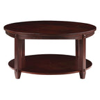 Round Coffee Table with Storage Shelf - Solid Wood & Veneers, MDF Core, 2 Finish Options, Contemporary Style