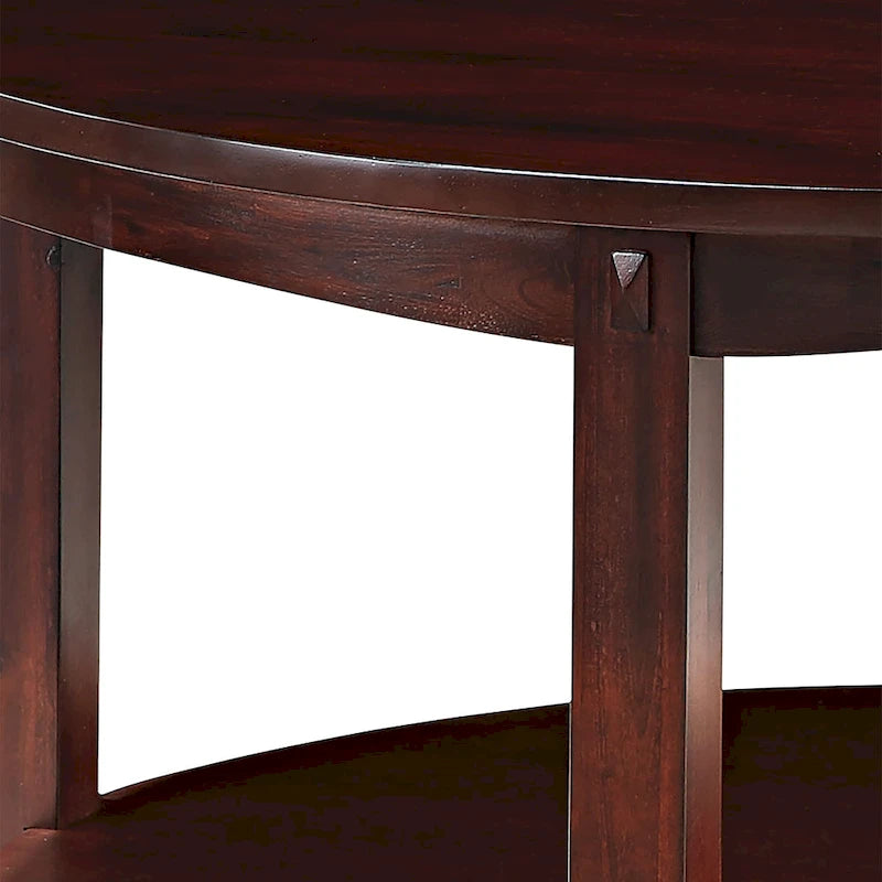 Round Coffee Table with Storage Shelf - Solid Wood & Veneers, MDF Core, 2 Finish Options, Contemporary Style