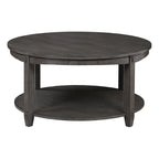 Round Coffee Table with Storage Shelf - Solid Wood & Veneers, MDF Core, 2 Finish Options, Contemporary Style