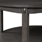 Round Coffee Table with Storage Shelf - Solid Wood & Veneers, MDF Core, 2 Finish Options, Contemporary Style