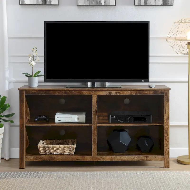58" Highboy TV Stand for up to 65" TVs - 3-Tier Shelving with Adjustable Shelves - Modern Media Console with Cable Management