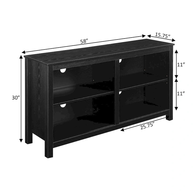 58" Highboy TV Stand for up to 65" TVs - 3-Tier Shelving with Adjustable Shelves - Modern Media Console with Cable Management