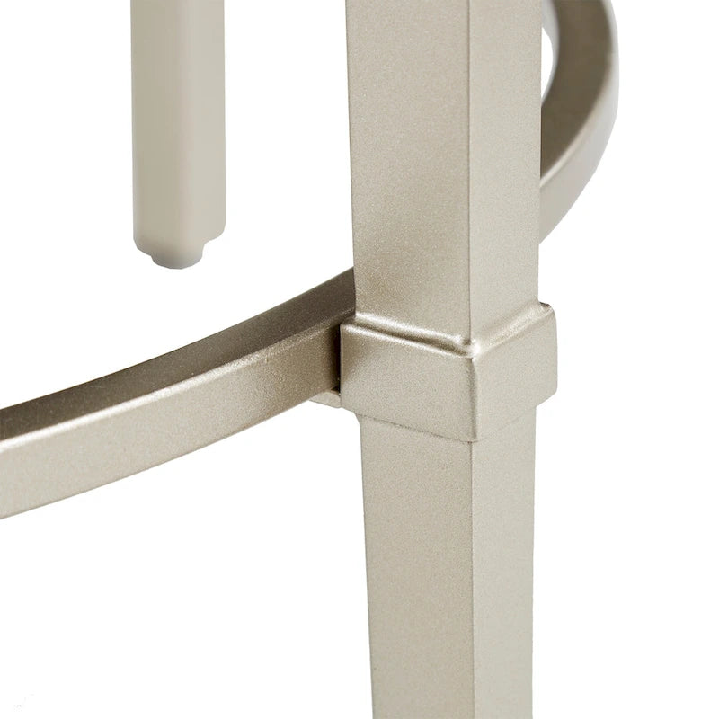 38" Round Marble Top Coffee Table - Champagne Silver Frame, Metal Tube, MDF, Modern Style, Assembly Required