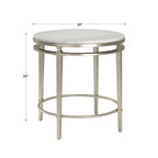 38" Round Marble Top Coffee Table - Champagne Silver Frame, Metal Tube, MDF, Modern Style, Assembly Required