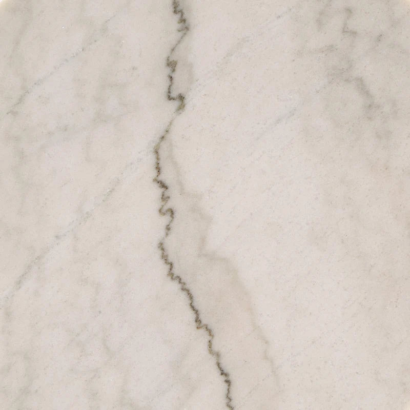 38" Round Marble Top Coffee Table - Champagne Silver Frame, Metal Tube, MDF, Modern Style, Assembly Required