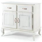 Wood Buffet Sideboard - Solid Pine, Green Wax Finish, Copper Handles, Wooden Drawer Runners, Eco-Friendly