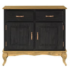 Wood Buffet Sideboard - Solid Pine, Green Wax Finish, Copper Handles, Wooden Drawer Runners, Eco-Friendly