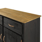 Wood Buffet Sideboard - Solid Pine, Green Wax Finish, Copper Handles, Wooden Drawer Runners, Eco-Friendly