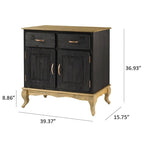 Wood Buffet Sideboard - Solid Pine, Green Wax Finish, Copper Handles, Wooden Drawer Runners, Eco-Friendly