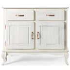 Wood Buffet Sideboard - Solid Pine, Green Wax Finish, Copper Handles, Wooden Drawer Runners, Eco-Friendly