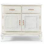 Wood Buffet Sideboard - Solid Pine, Green Wax Finish, Copper Handles, Wooden Drawer Runners, Eco-Friendly