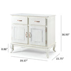 Wood Buffet Sideboard - Solid Pine, Green Wax Finish, Copper Handles, Wooden Drawer Runners, Eco-Friendly