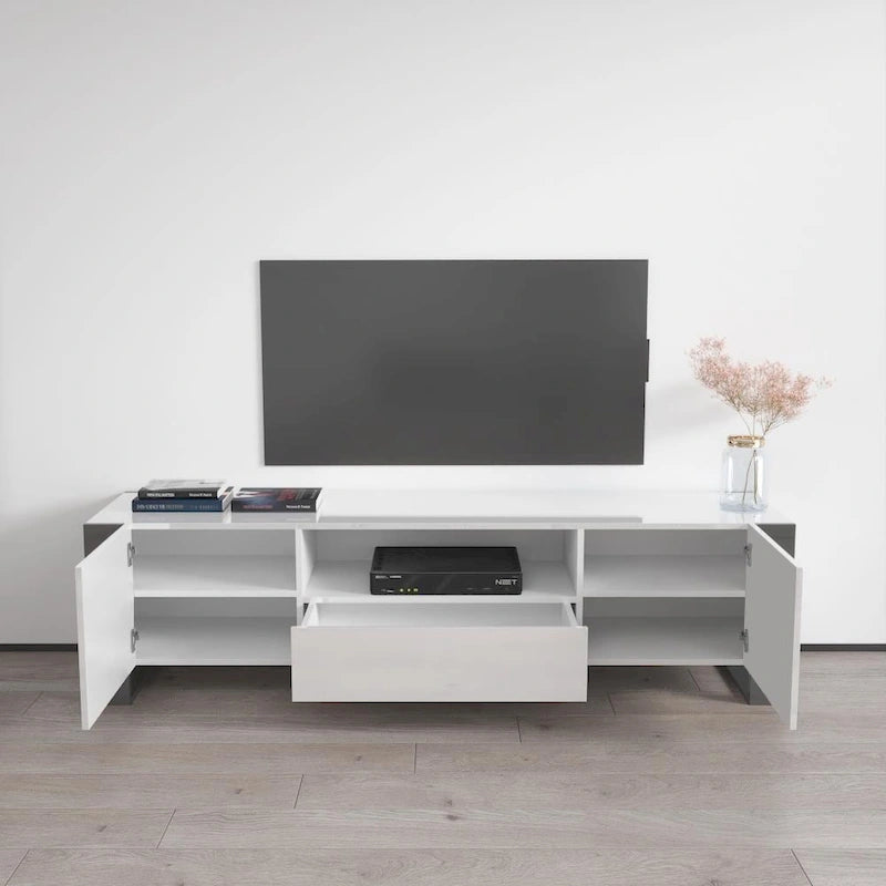 71" Modern High Gloss TV Stand - Entertainment Center for up to 75" TVs - Sleek Media Console with Ample Storage