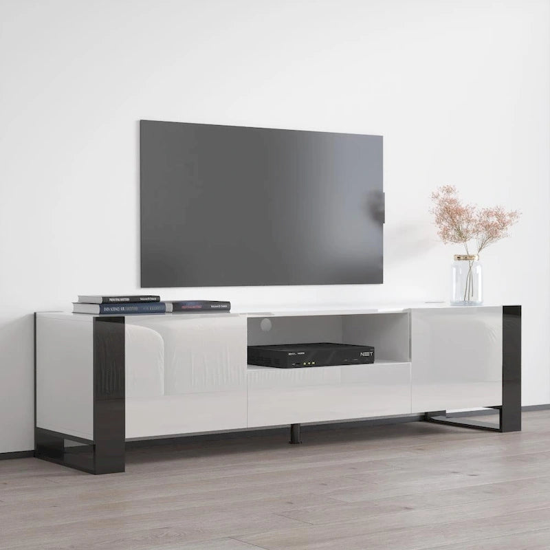71" Modern High Gloss TV Stand - Entertainment Center for up to 75" TVs - Sleek Media Console with Ample Storage