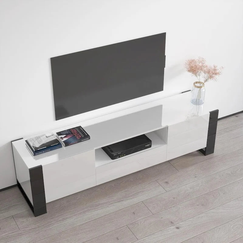 71" Modern High Gloss TV Stand - Entertainment Center for up to 75" TVs - Sleek Media Console with Ample Storage