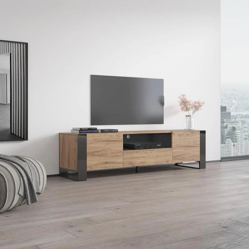 71" Modern High Gloss TV Stand - Entertainment Center for up to 75" TVs - Sleek Media Console with Ample Storage