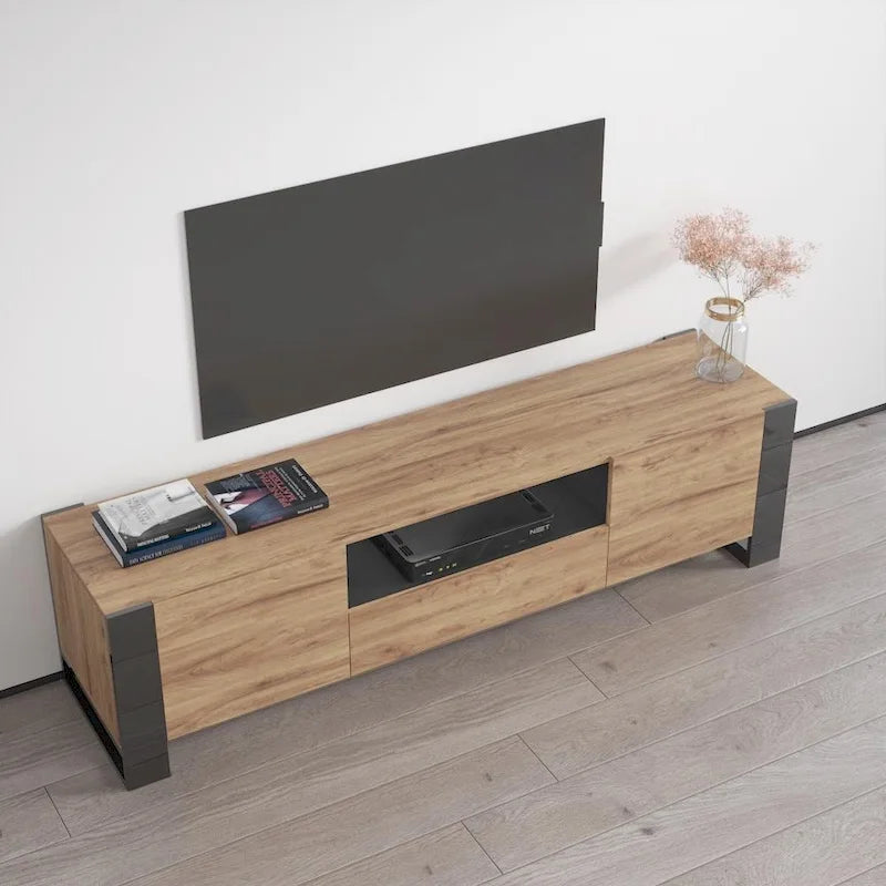 71" Modern High Gloss TV Stand - Entertainment Center for up to 75" TVs - Sleek Media Console with Ample Storage