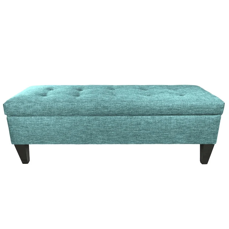 56" Storage Bench with Button-Tufted Top - Fabric Upholstery, Wooden Legs, 5 Color Options, Entryway/Bedroom
