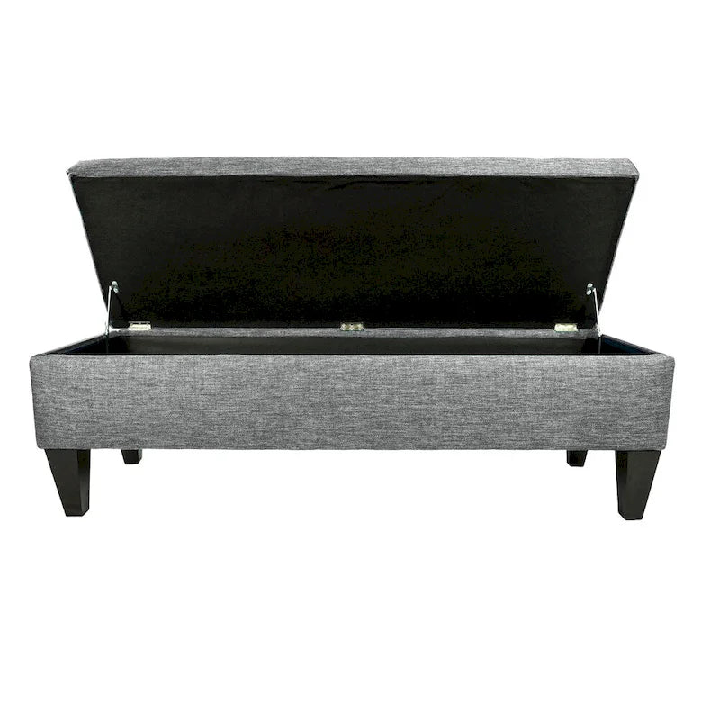 56" Storage Bench with Button-Tufted Top - Fabric Upholstery, Wooden Legs, 5 Color Options, Entryway/Bedroom