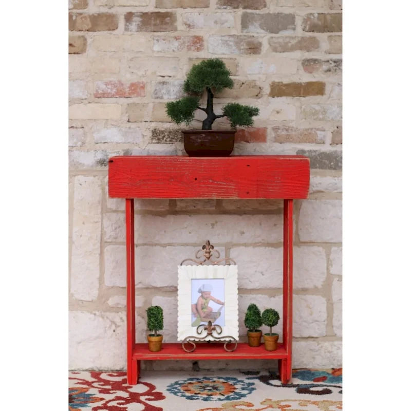 26" Narrow Wall Table - Hand-Painted, Distressed Finish, Rustic Style, 8" Deep, Fully Assembled, Multiple Colors