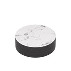 33.47" Round Coffee Table with 2 Drawers - White Sintered Stone Top, Gold Metal Base, 400lbs Capacity, Modern Style