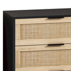 59.06" Storage Cabinet with 6 Rattan Drawers - Chipboard, Black, 50lbs Top Capacity, Anti-Tipping Device