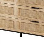 59.06" Storage Cabinet with 6 Rattan Drawers - Chipboard, Black, 50lbs Top Capacity, Anti-Tipping Device