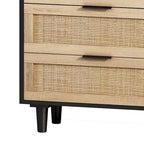 59.06" Storage Cabinet with 6 Rattan Drawers - Chipboard, Black, 50lbs Top Capacity, Anti-Tipping Device
