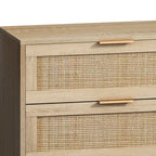 59.06" Storage Cabinet with 6 Rattan Drawers - Chipboard, Black, 50lbs Top Capacity, Anti-Tipping Device