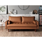US Pride Faux Leather Mid-century Modern Sofa