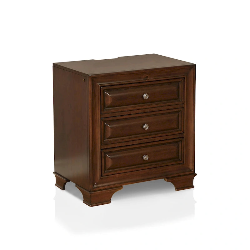 26" Nightstand with 3 Drawers & USB Outlet - Solid Wood, Cedar Drawers, 75lbs Capacity, Traditional Style