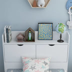 Twin Wood Platform Bed with 3 Storage Drawers & Headboard - White, Pinewood/MDF, 350lbs Capacity, No Box Spring