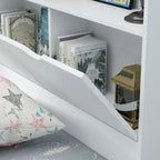 Twin Wood Platform Bed with 3 Storage Drawers & Headboard - White, Pinewood/MDF, 350lbs Capacity, No Box Spring