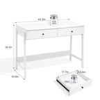 43.3" Computer Desk with 2 Drawers - Particle Board & MDF, White Finish, 135lbs Capacity, Contemporary Style