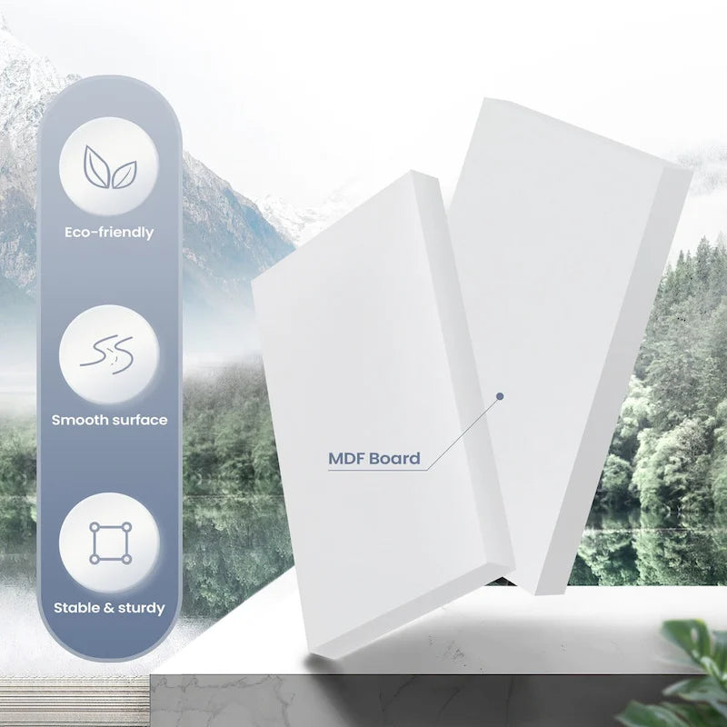 43.3" Computer Desk with 2 Drawers - Particle Board & MDF, White Finish, 135lbs Capacity, Contemporary Style