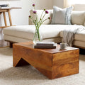 39" Modern Angular Wooden Coffee Table - Natural Wood Grain, Rustic Contemporary Style, 2 Color Options