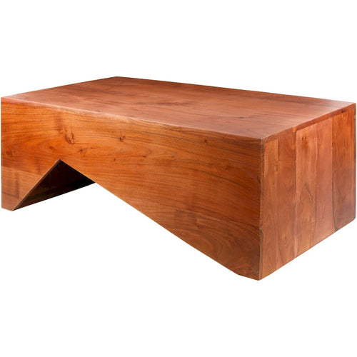 39" Modern Angular Wooden Coffee Table - Natural Wood Grain, Rustic Contemporary Style, 2 Color Options