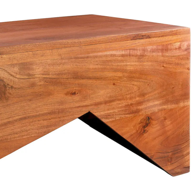 39" Modern Angular Wooden Coffee Table - Natural Wood Grain, Rustic Contemporary Style, 2 Color Options