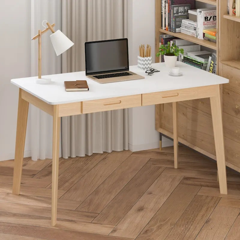 47.2" Study Desk - Solid Wood Legs, Thickened Top, Rounded Corners, Easy Assembly, Space-Saving Design