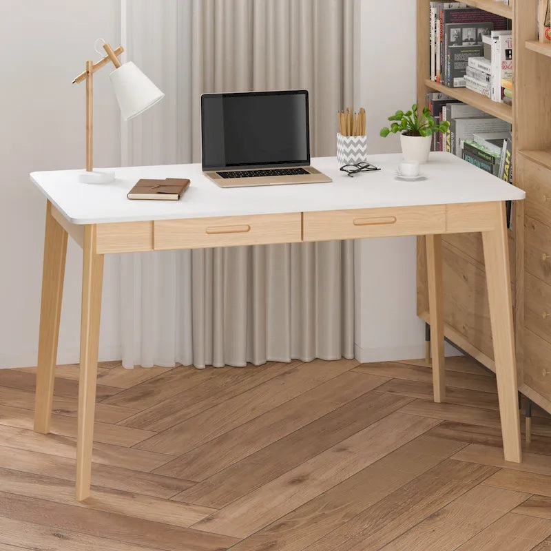 47.2" Study Desk - Solid Wood Legs, Thickened Top, Rounded Corners, Easy Assembly, Space-Saving Design