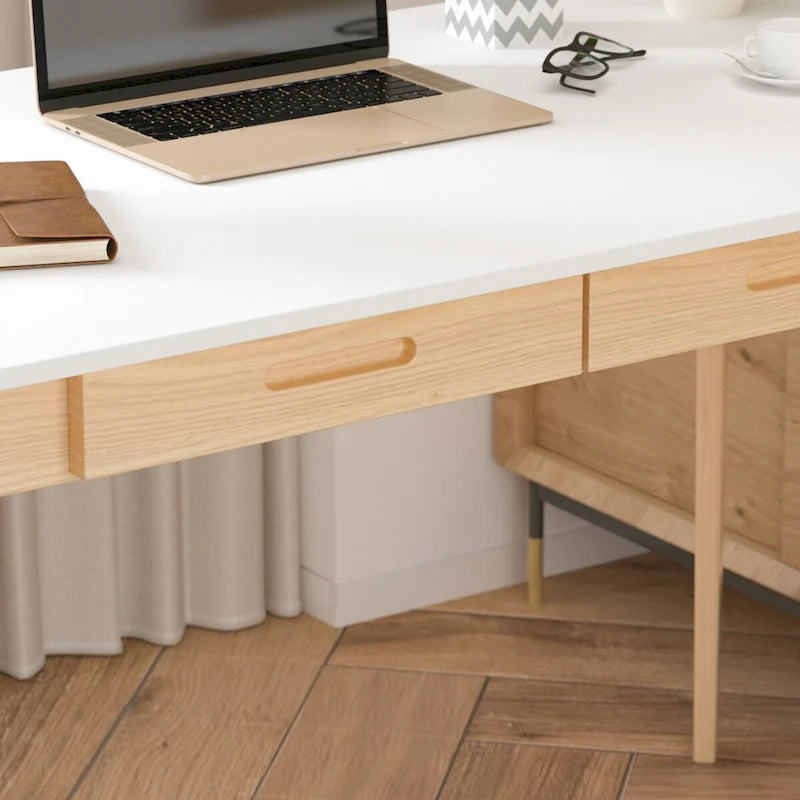 47.2" Study Desk - Solid Wood Legs, Thickened Top, Rounded Corners, Easy Assembly, Space-Saving Design