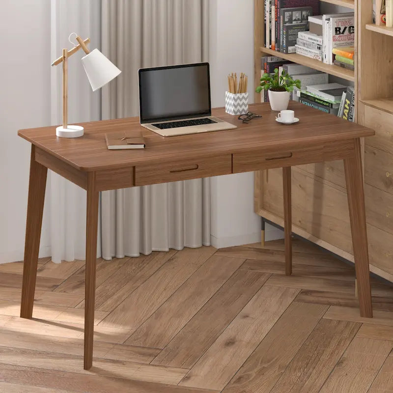 47.2" Study Desk - Solid Wood Legs, Thickened Top, Rounded Corners, Easy Assembly, Space-Saving Design