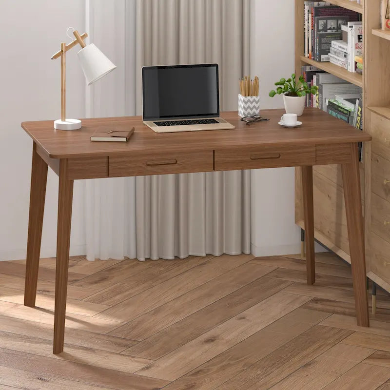 47.2" Study Desk - Solid Wood Legs, Thickened Top, Rounded Corners, Easy Assembly, Space-Saving Design