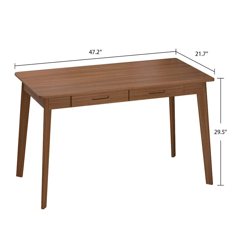 47.2" Study Desk - Solid Wood Legs, Thickened Top, Rounded Corners, Easy Assembly, Space-Saving Design