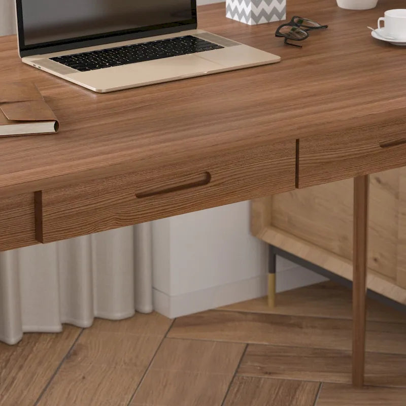 47.2" Study Desk - Solid Wood Legs, Thickened Top, Rounded Corners, Easy Assembly, Space-Saving Design