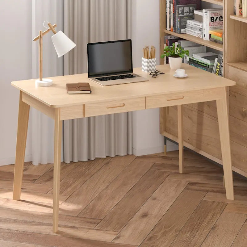47.2" Study Desk - Solid Wood Legs, Thickened Top, Rounded Corners, Easy Assembly, Space-Saving Design