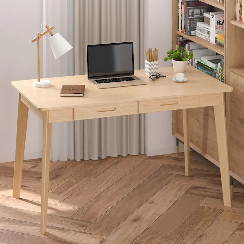 47.2" Study Desk - Solid Wood Legs, Thickened Top, Rounded Corners, Easy Assembly, Space-Saving Design
