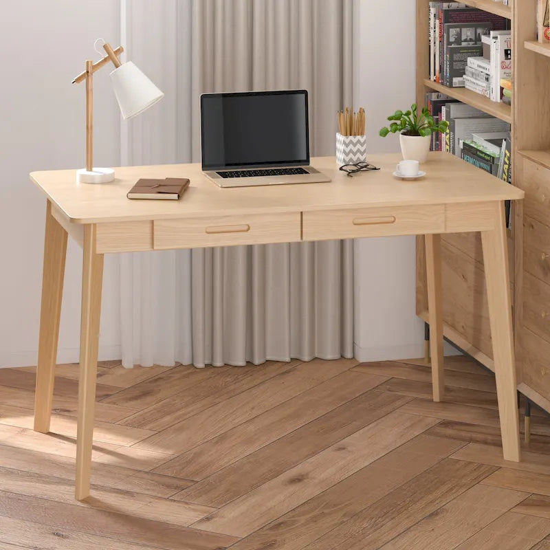 47.2" Study Desk - Solid Wood Legs, Thickened Top, Rounded Corners, Easy Assembly, Space-Saving Design
