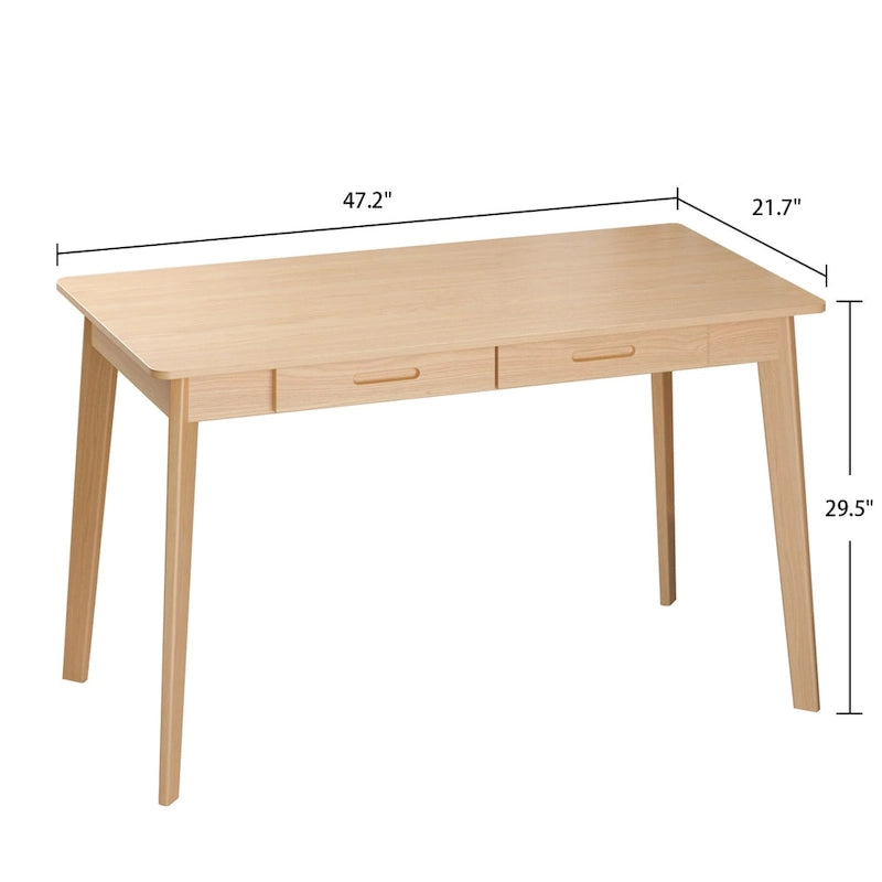 47.2" Study Desk - Solid Wood Legs, Thickened Top, Rounded Corners, Easy Assembly, Space-Saving Design